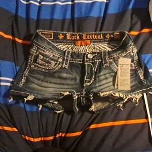 Rock Revival Blue Distressed Denim Shorts